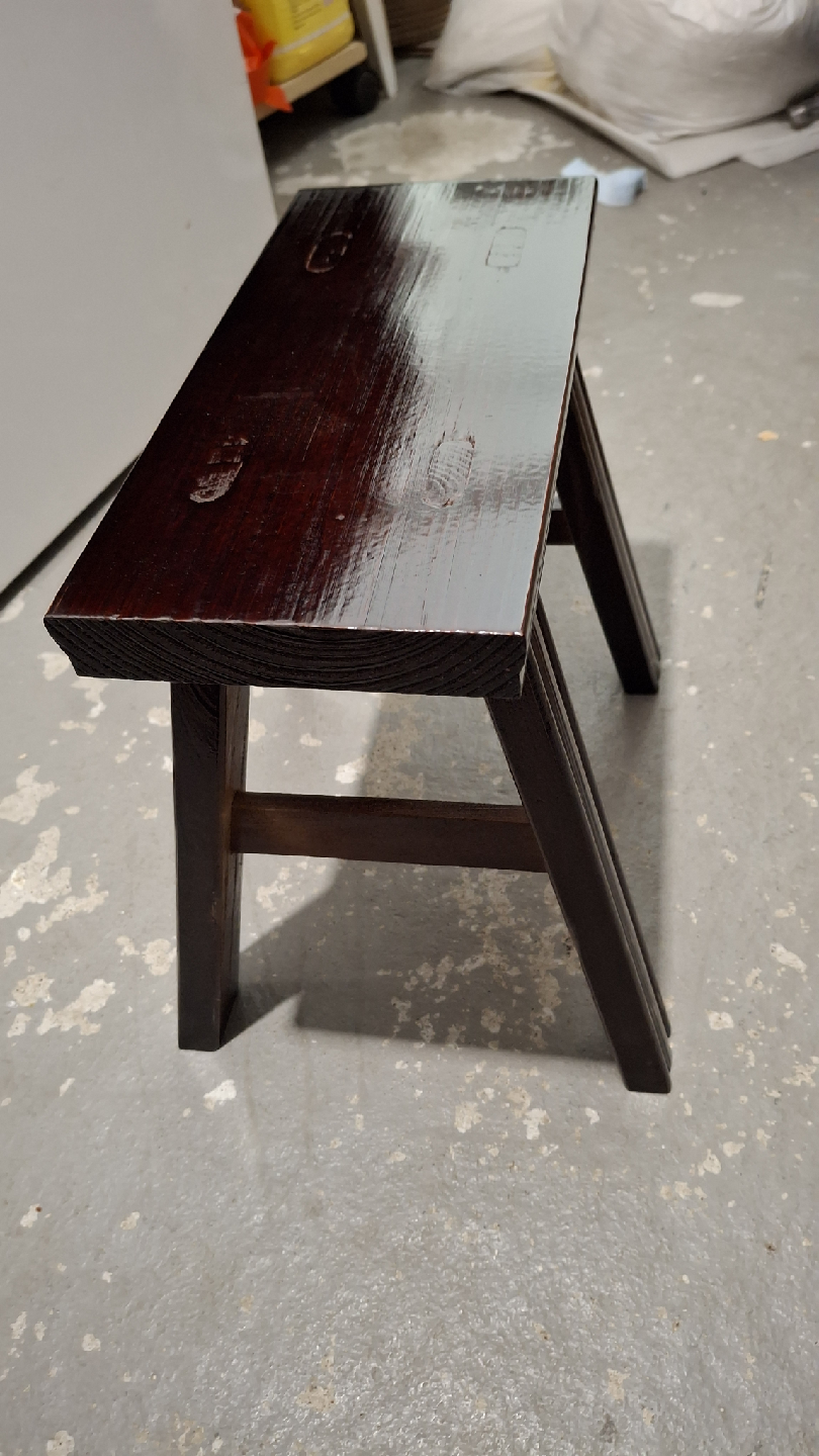 Dark Brown Wooden Stool - photo 2