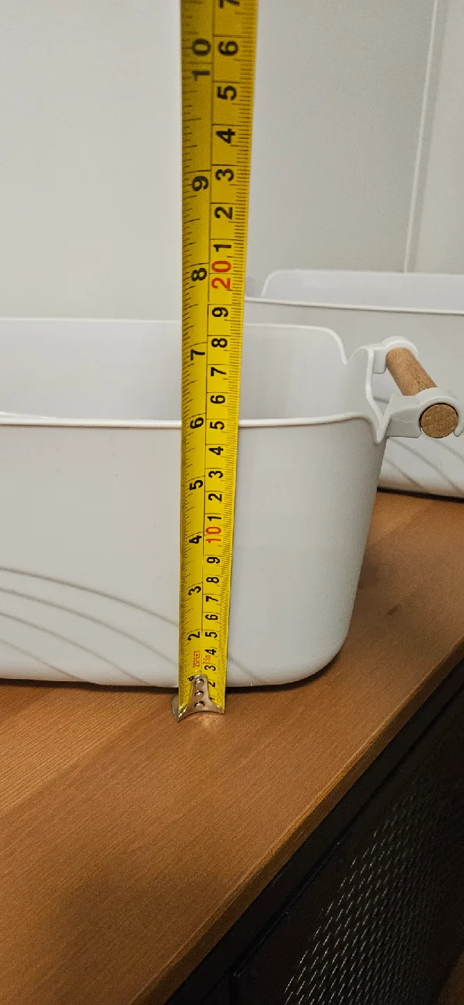 Grey Storage Bins with Wooden Handles image indicator(6)