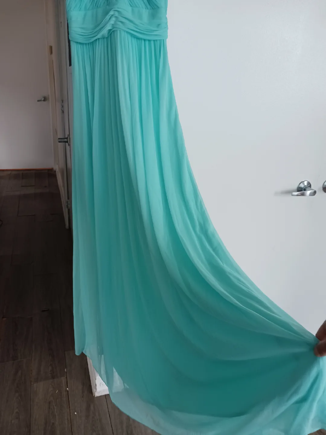 Turquoise Chiffon Halter Dress thumbnail