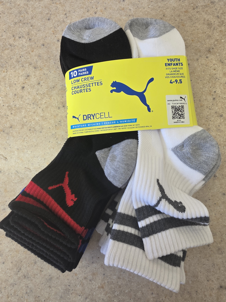 Puma Youth Low Crew Socks - Size 4-9.5 (New)