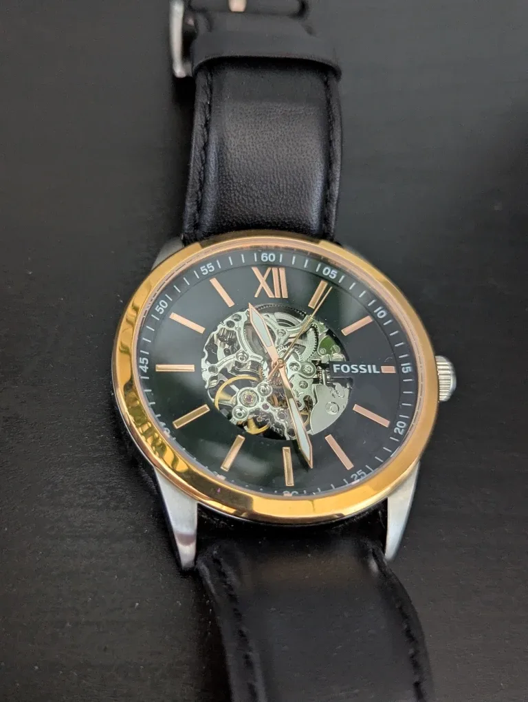 Fossil Automatic Black Leather Watch