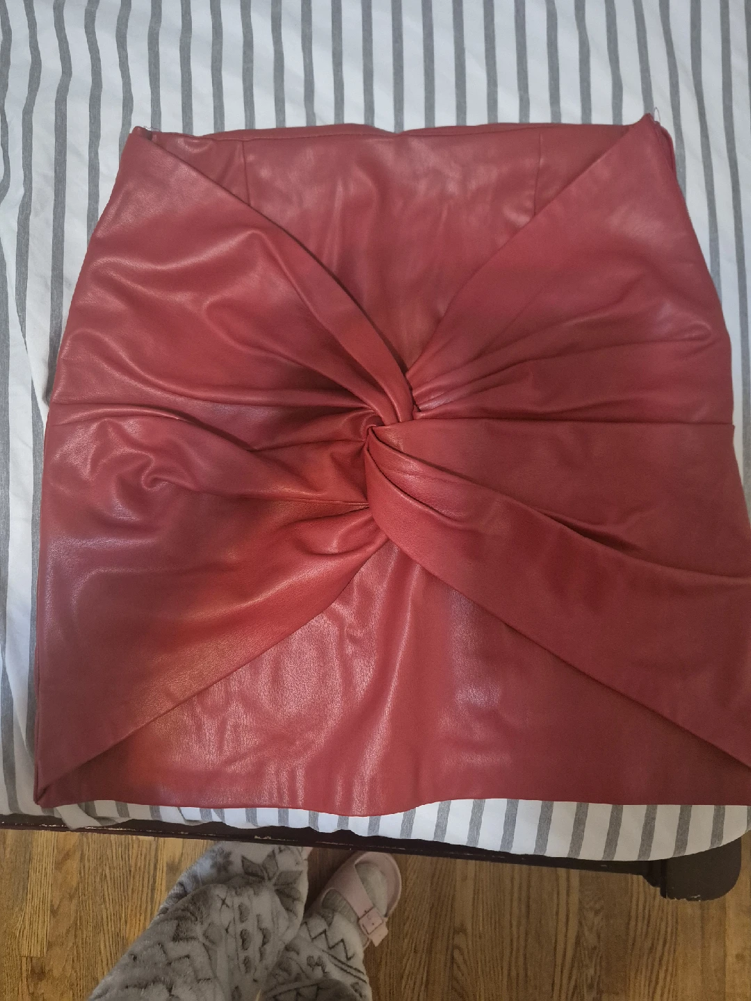 Zara Red Faux Leather Mini Skirt - Size M