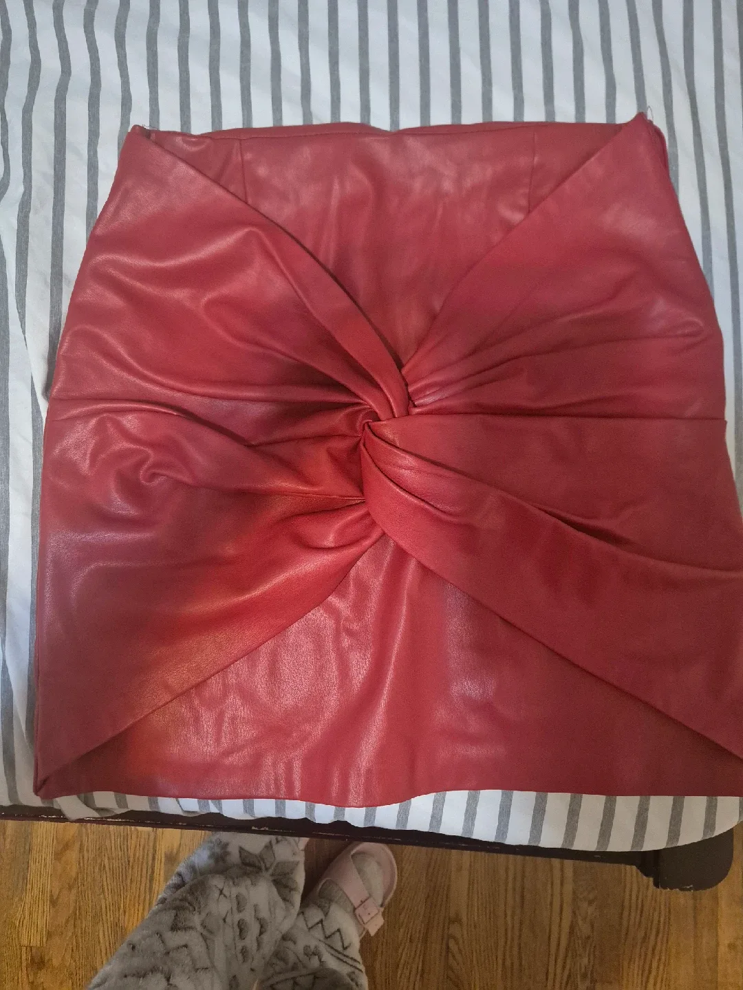 Zara Red Faux Leather Mini Skirt - Size M thumbnail