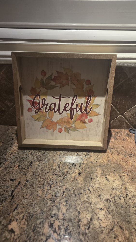 Decorative 'Grateful' Wooden Tray
