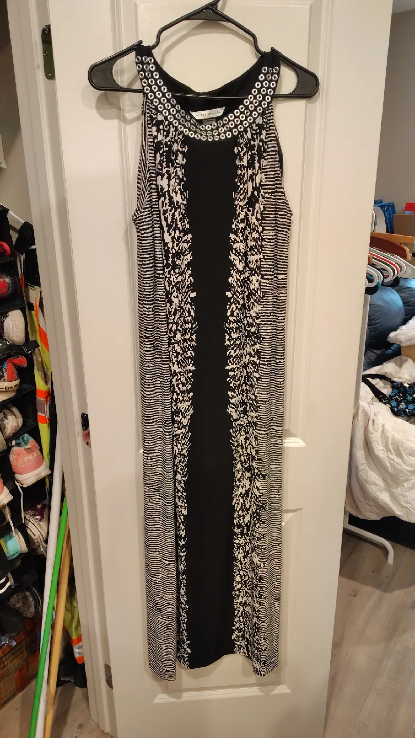 Peter Nygard Black & White Maxi Dress - Size L image indicator(2)