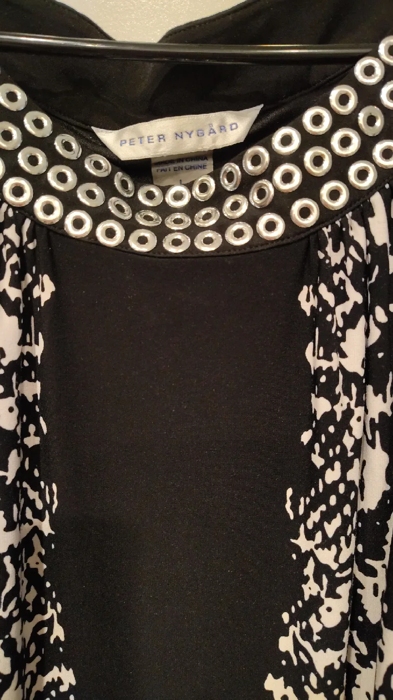 Peter Nygard Black & White Maxi Dress - Size L image indicator(3)
