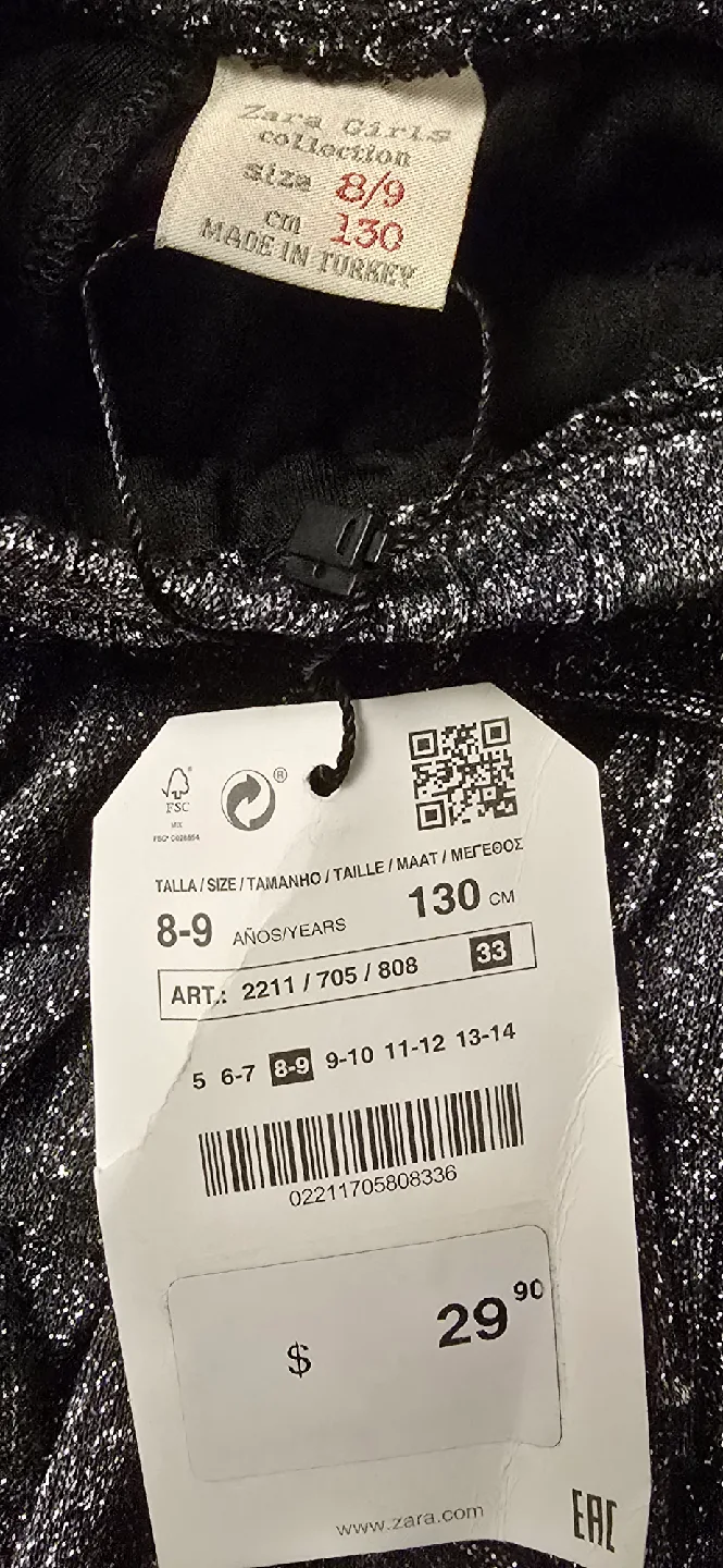 🥕 NEW! Zara Girls Silver Ruffle Holiday Skirt! Kids Size 8 - 9 image indicator(5)