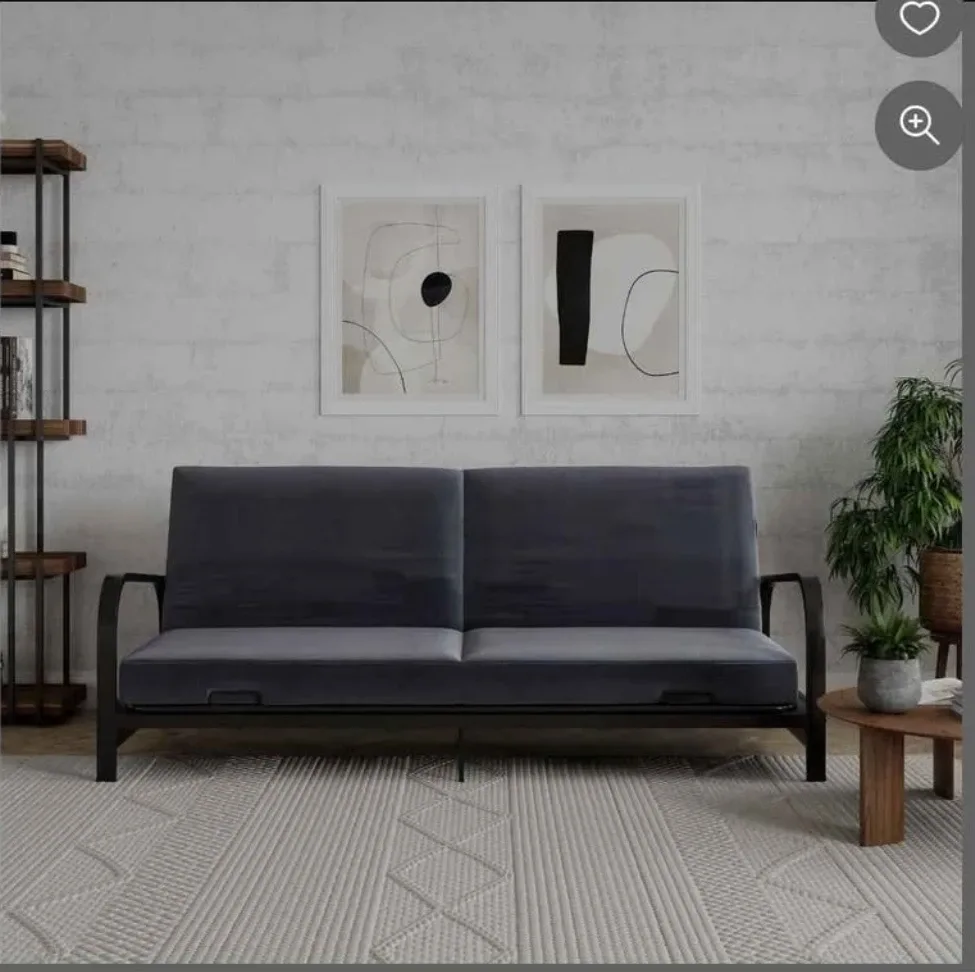 Metal Futon Frame and Cushion- Black thumbnail