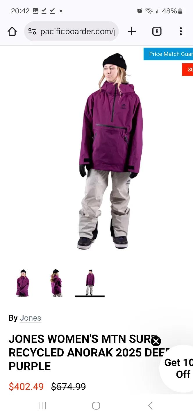 Jones Women's Size Small MTN Surf Anorak 2025 Deep Purple BNWT image indicator(3)