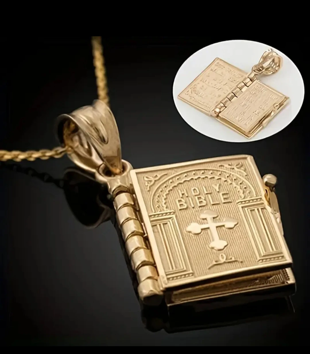 Gold Holy Bible  Necklace