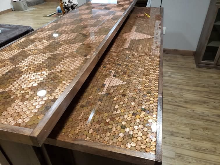 Handcrafted Wooden Bar with Penny Top - photo 2