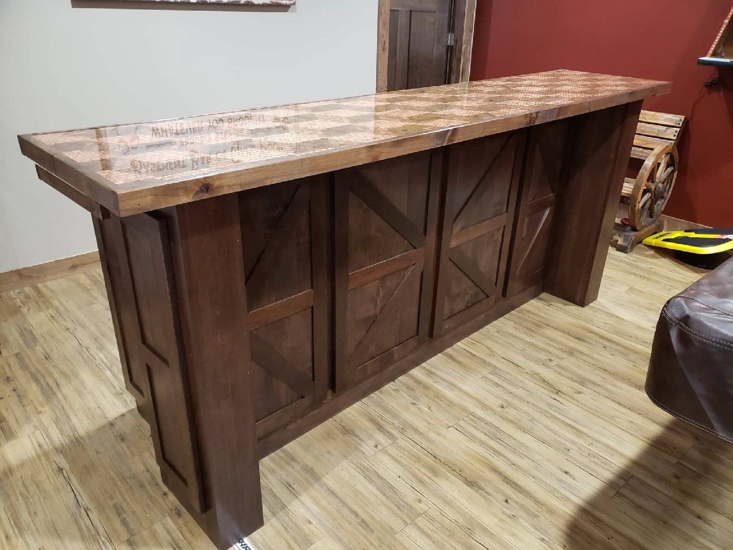 Handcrafted Wooden Bar with Penny Top - photo 3