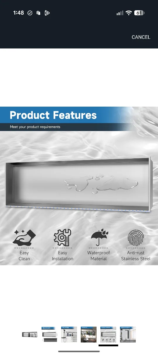 Stainless Steel Shower Niche - 36.8 inch image indicator(5)