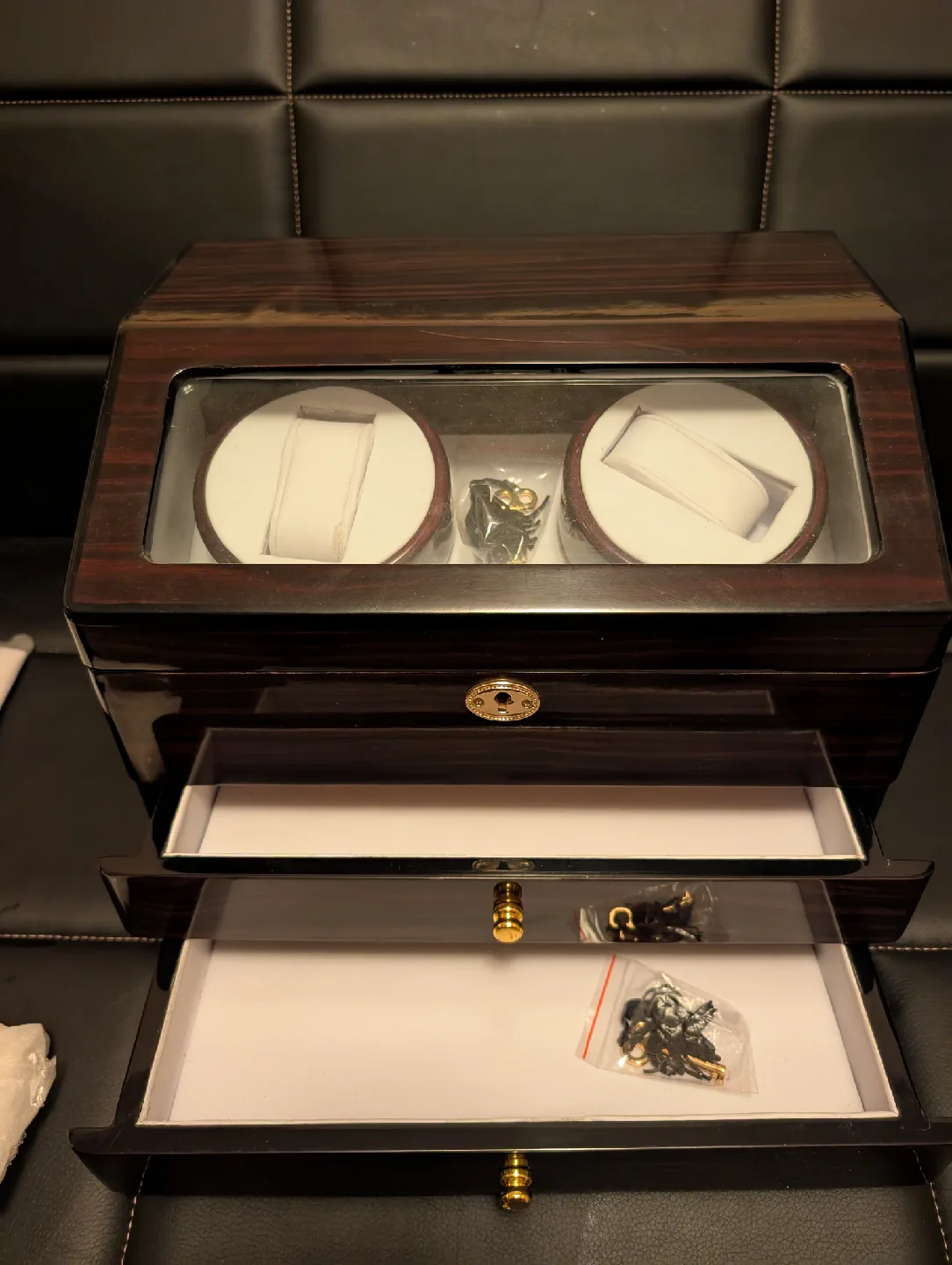 double auto  watchs self winder machine and display box