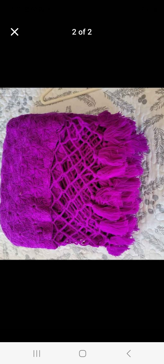 Purple Crochet Throw Blanket - photo 2