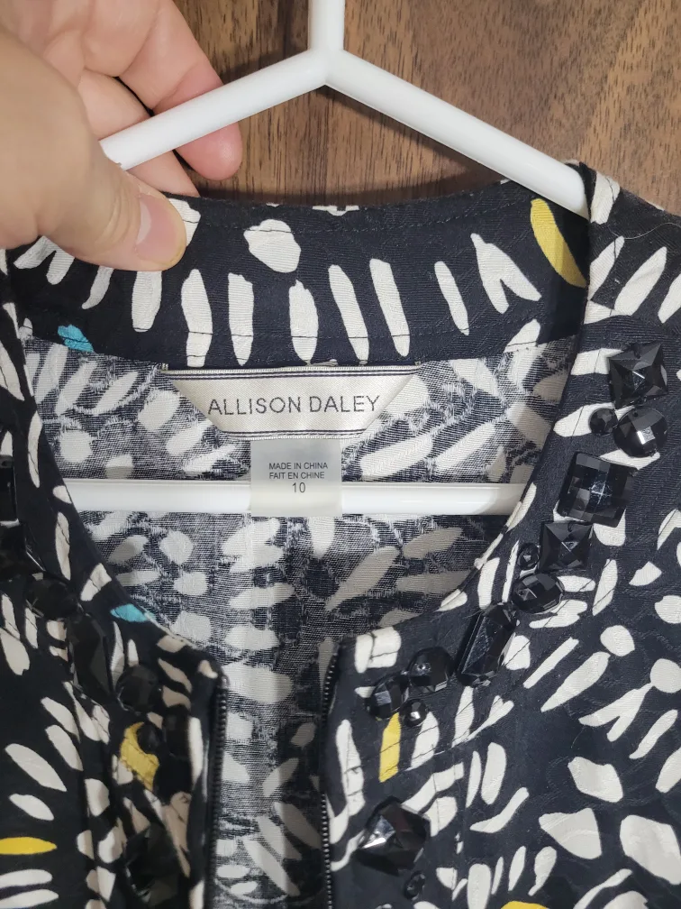 Allison Daley Black/White Patterned Jacket - Size 10 image indicator(5)