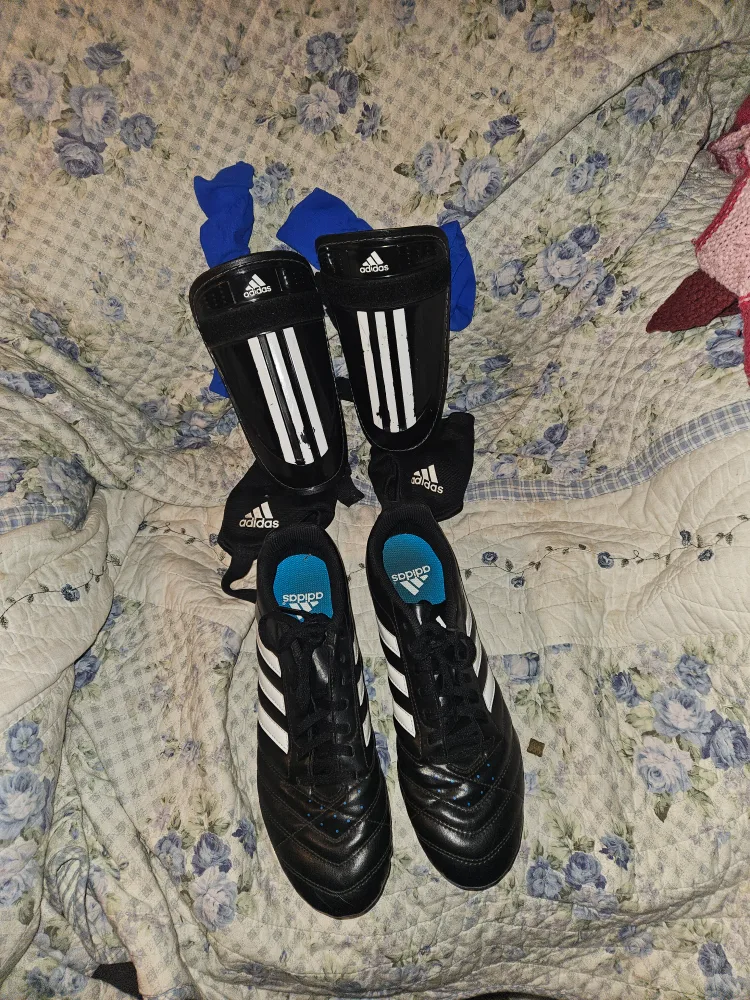Adidas Soccer Cleats Size 9 with Shin Guards thumbnail