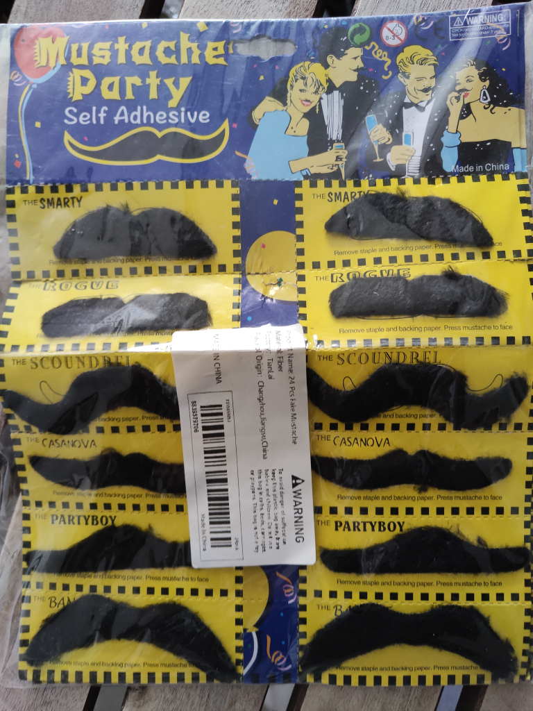 12 Mustache Party Self Adhesive