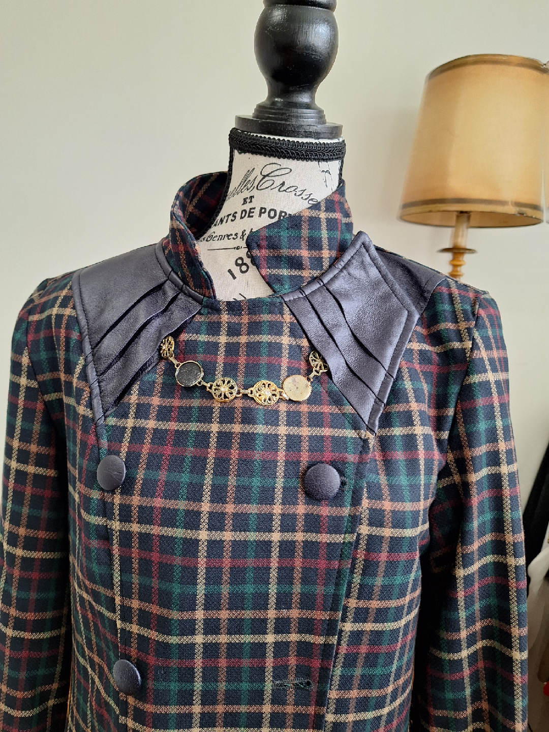 Vintage Plaid Wool Blend Coat