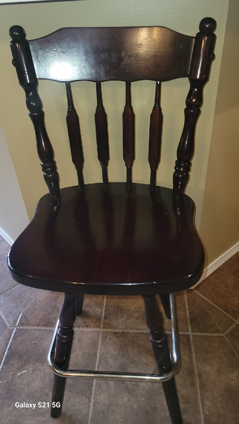 Wooden Bar Stool with Backrest - photo 2