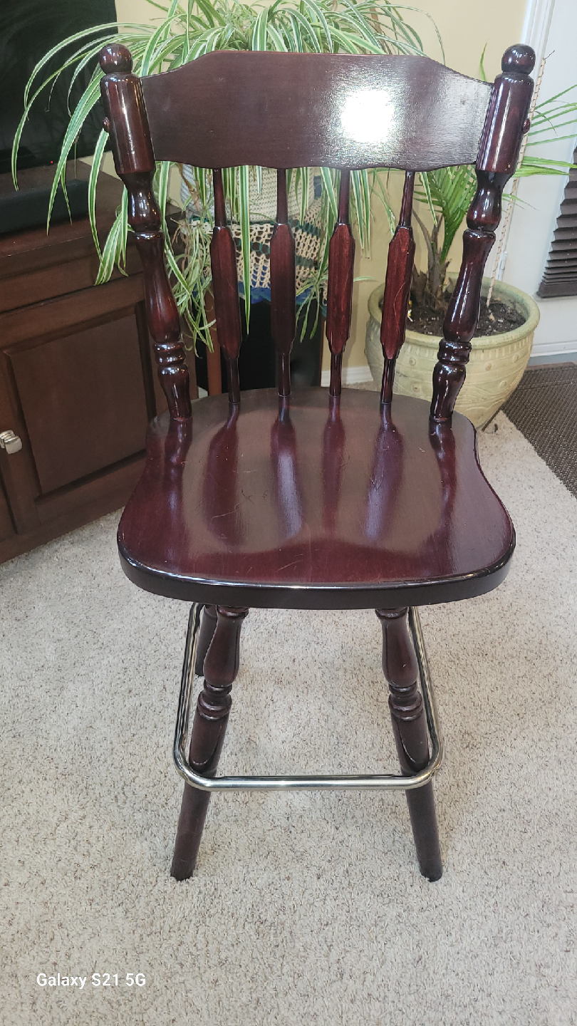 Wooden Bar Stool with Backrest - photo 3