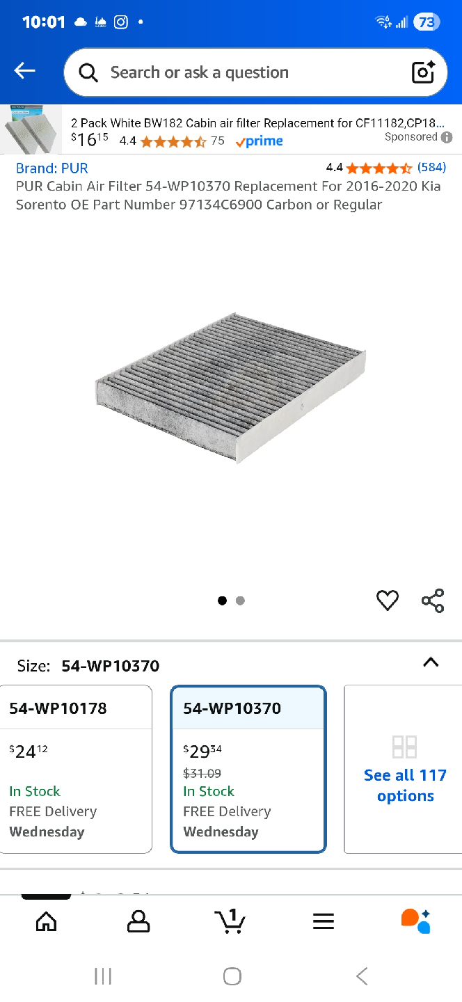 PUR 54-WP10370 Cabin Air Filter - New - photo 3