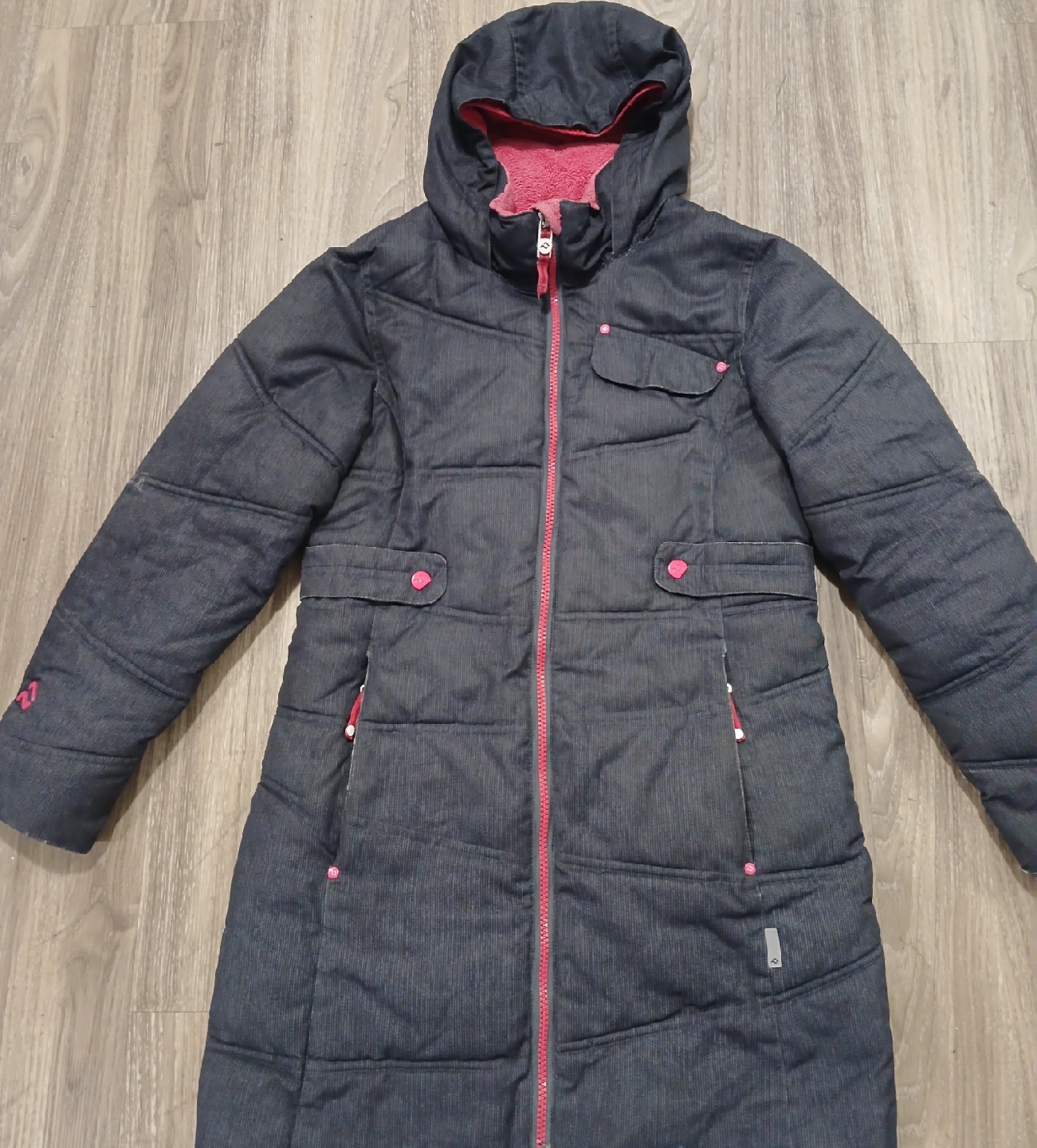 Girls' Denim-Look Puffer Coat - photo 3