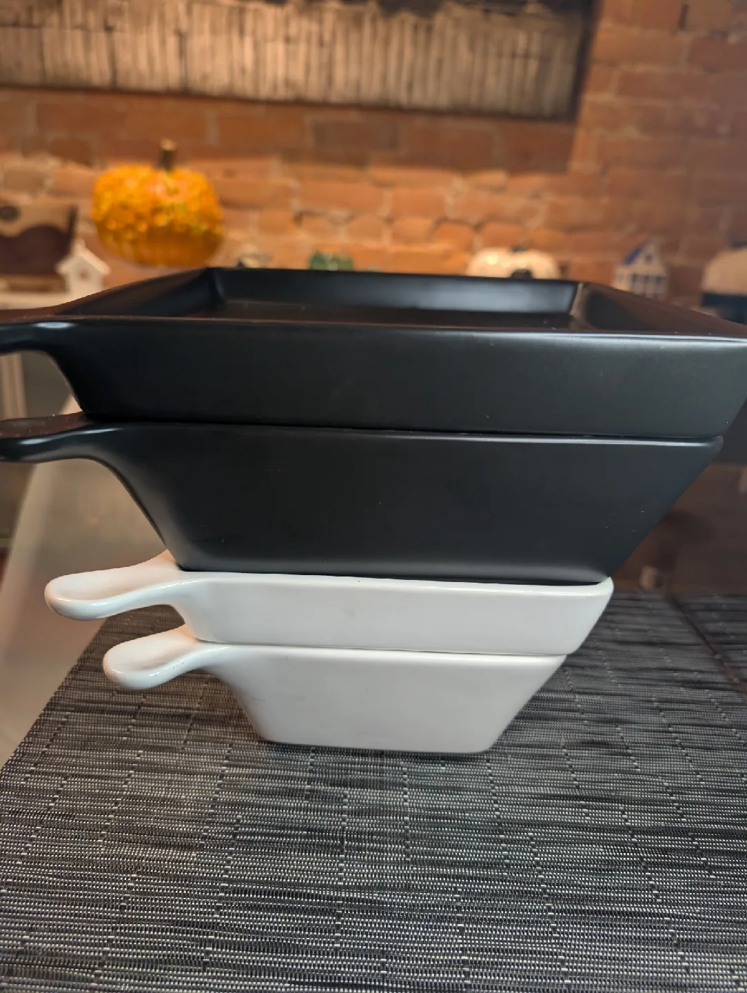 Set of Contemporary Serving Dishes - Black and White image indicator(4)