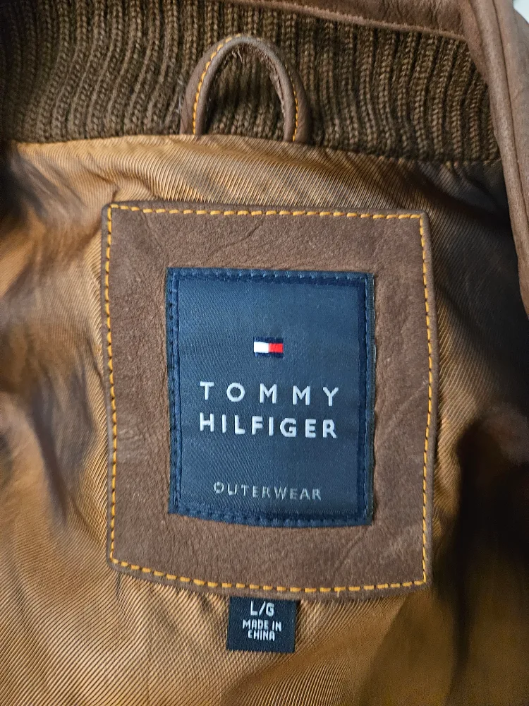 Tommy Hilfiger Brown Leather Jacket - Size L image indicator(3)