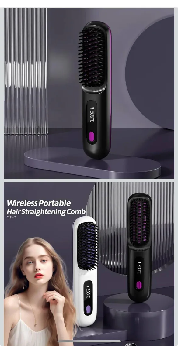 Wireless Portable Hair Straightening Comb image indicator(3)