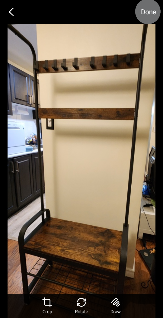 Entryway Bench with Coat Rack, 4-in-1, Rustic Brown and Black - photo 4