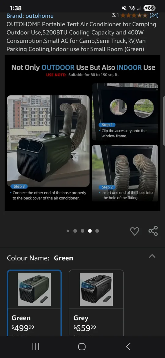 Outohome Portable Air Conditioner - Green image indicator(7)