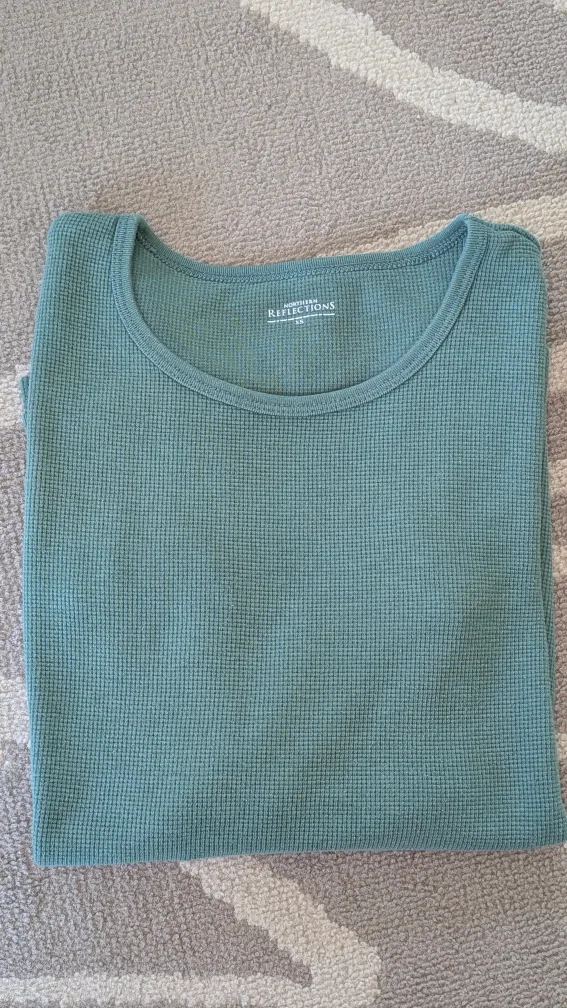 Northern Reflections Teal Waffle Knit Top - XS