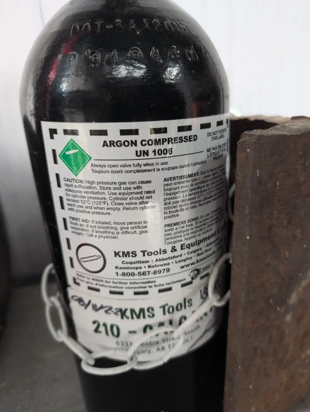 Argon Compressed Gas Cylinder KMS Tools image indicator(2)