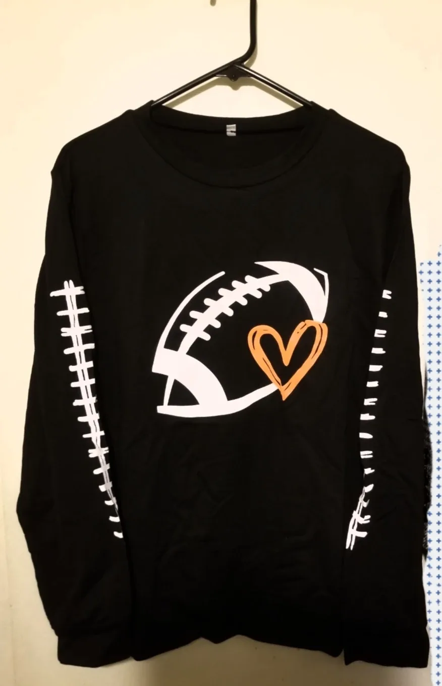NWOT Women's Football Heart Graphic Long Sleeve Shirt image indicator(2)