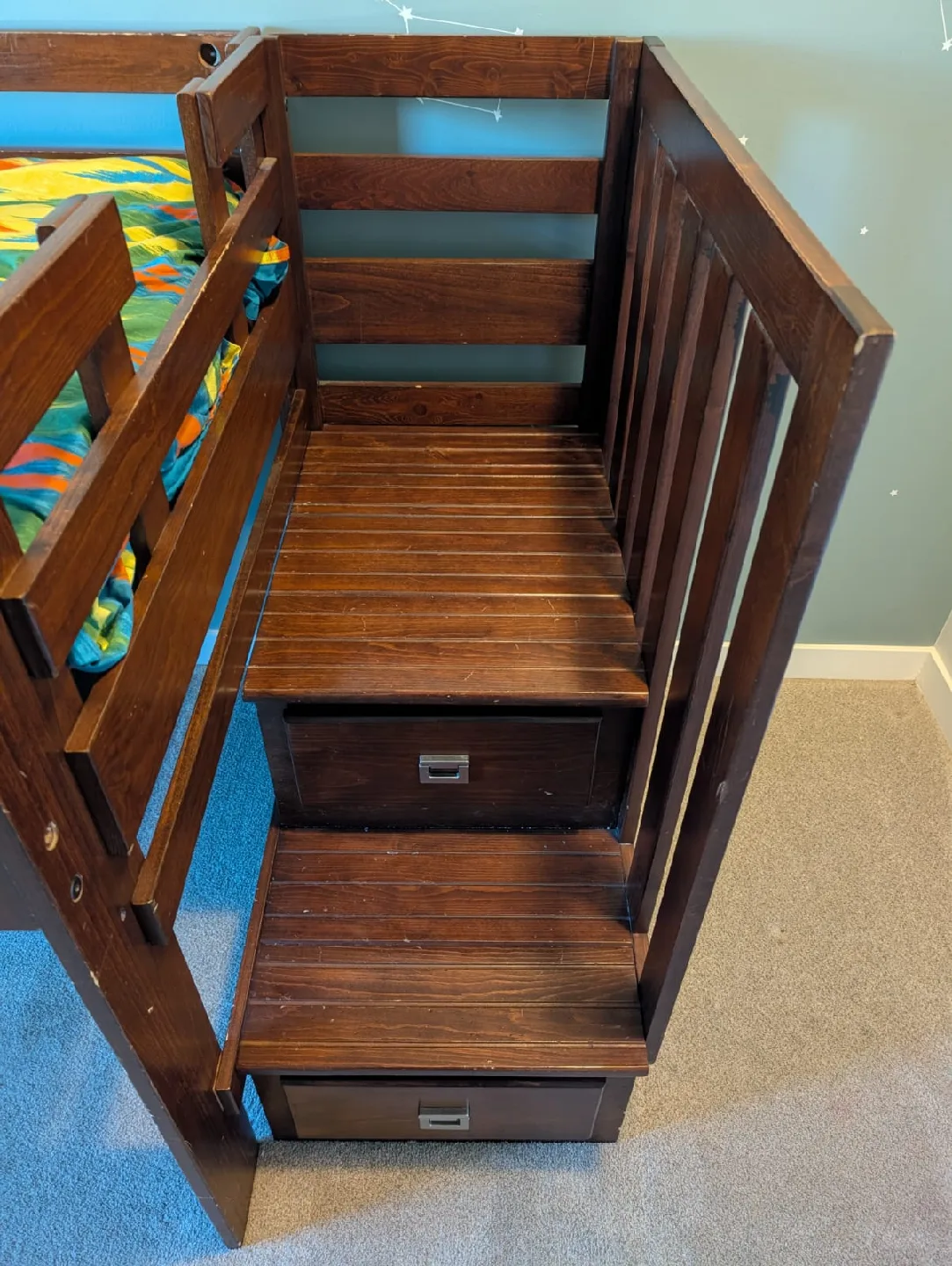 Brown Wood Loft Bed with Stairs image indicator(6)