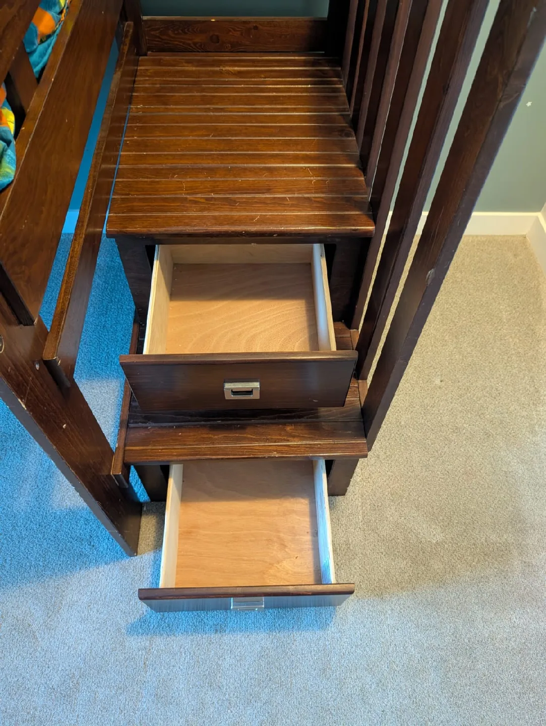 Brown Wood Loft Bed with Stairs image indicator(7)