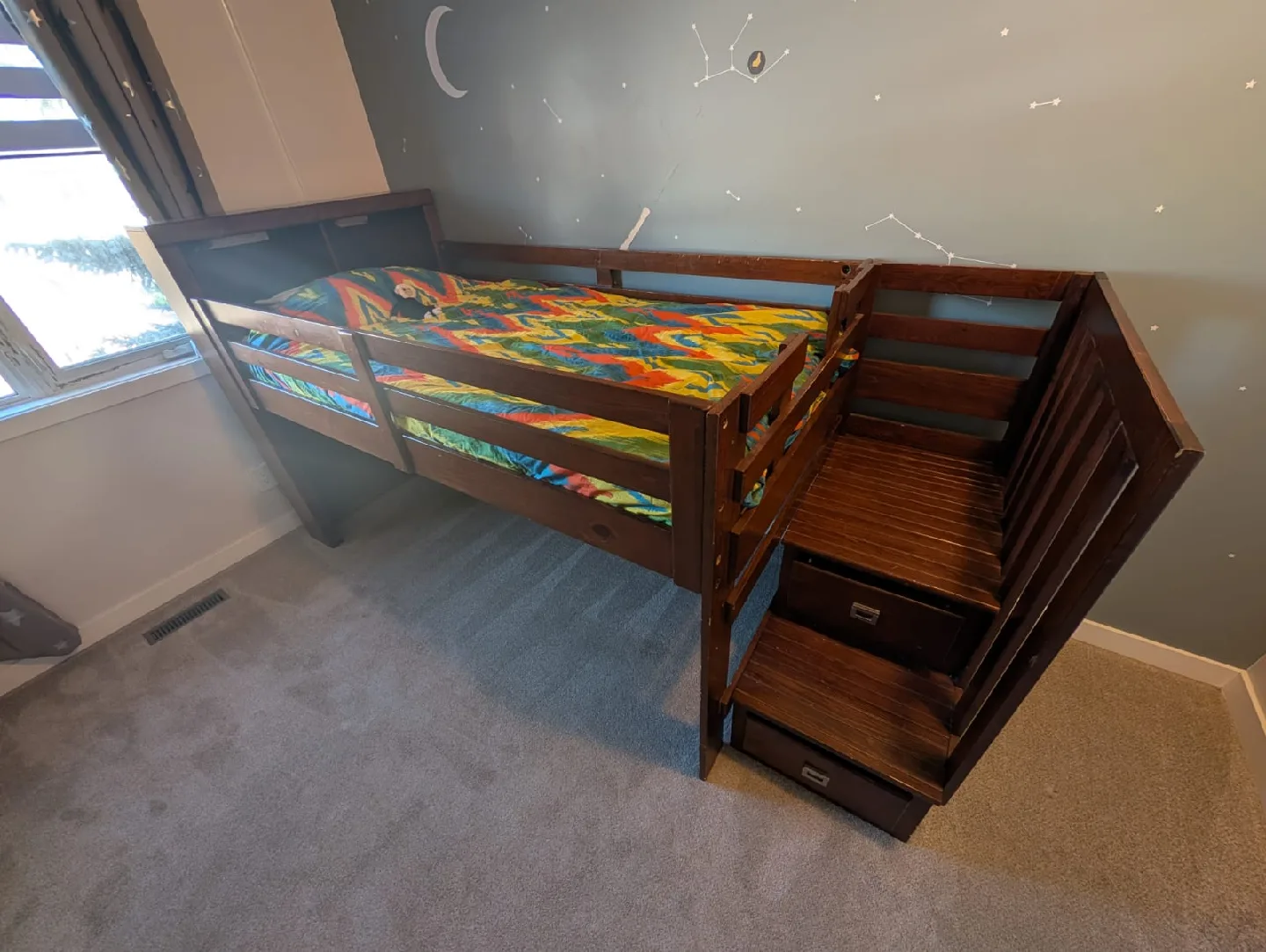 Brown Wood Loft Bed with Stairs image indicator(5)