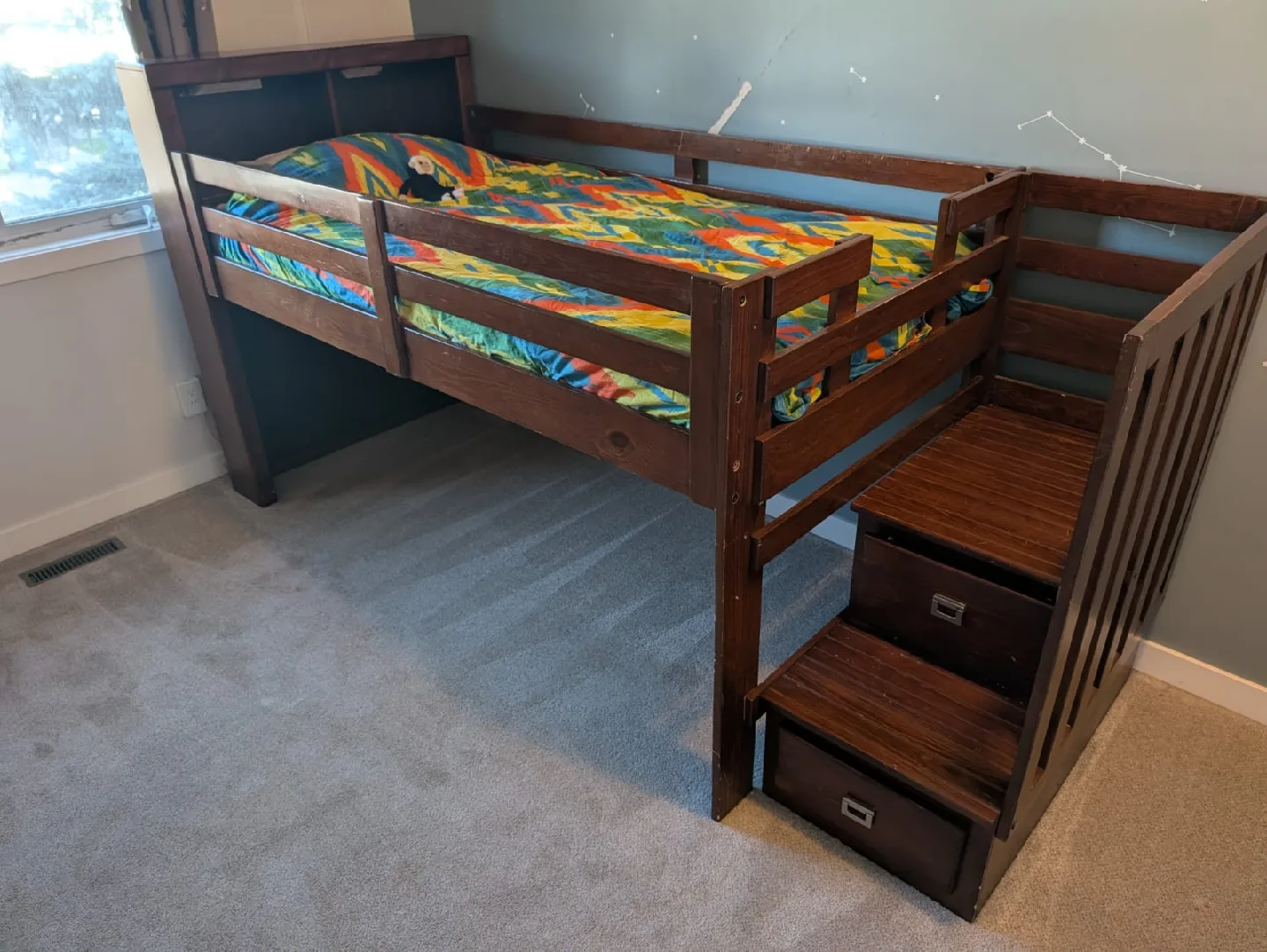 Brown Wood Loft Bed with Stairs image indicator(8)