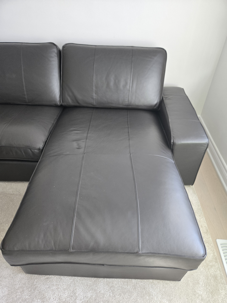 IKEA Dark Leather Sectional Sofa - photo 2