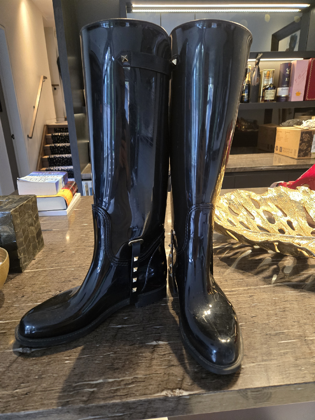 Valentino Garavani Black Rain Boots - Size 40