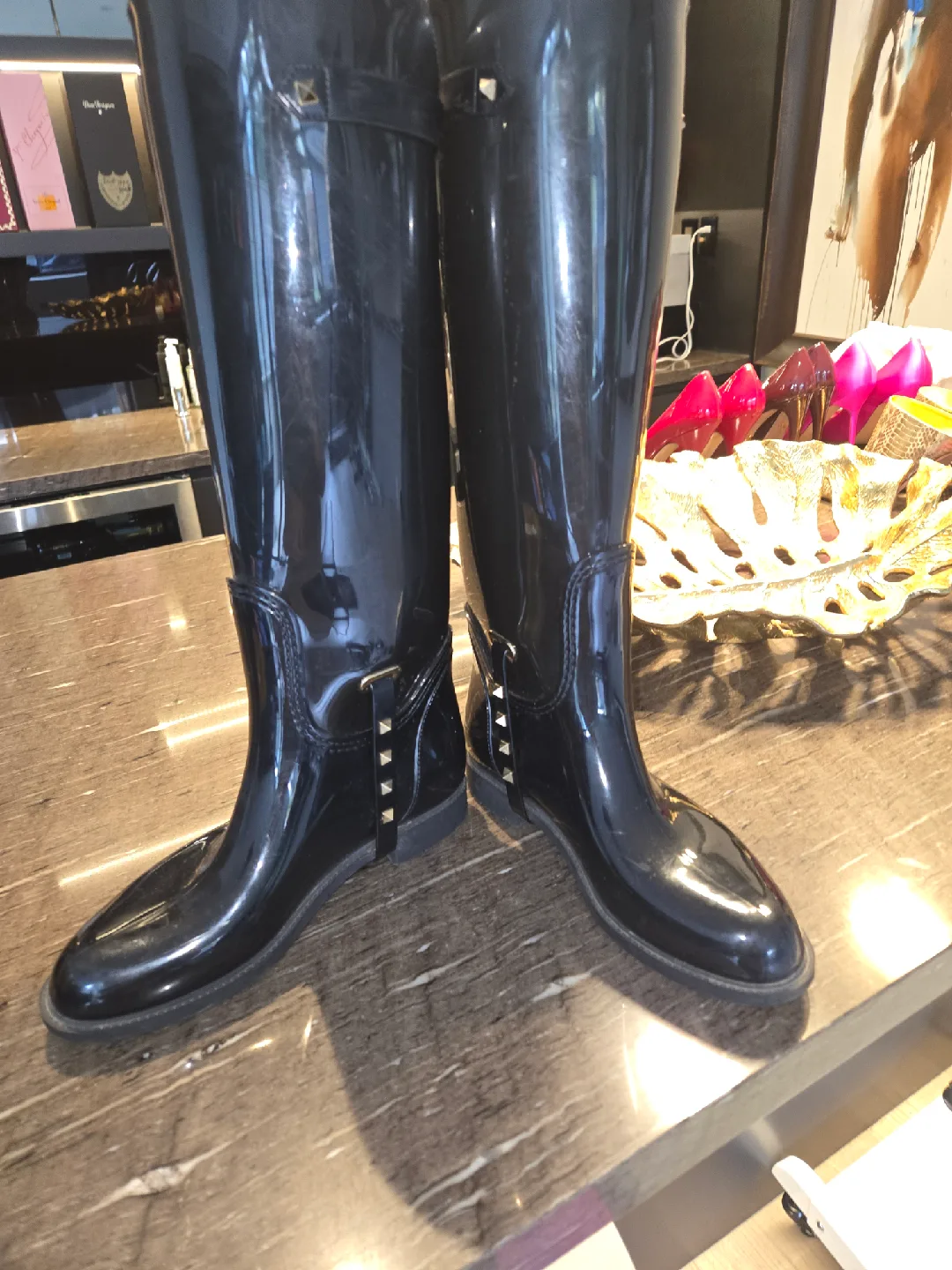 Valentino Garavani Black Rain Boots - Size 40 image indicator(4)