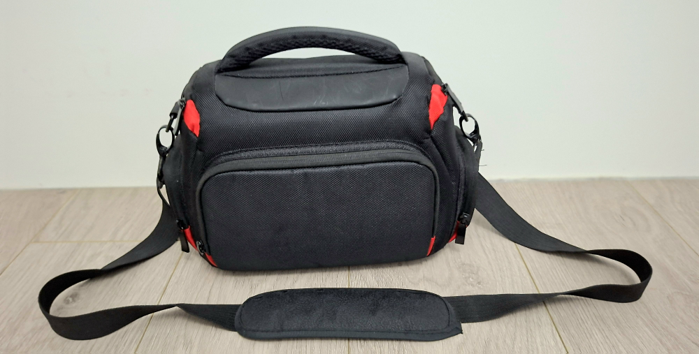 Camera Bag - Black with Red Accents