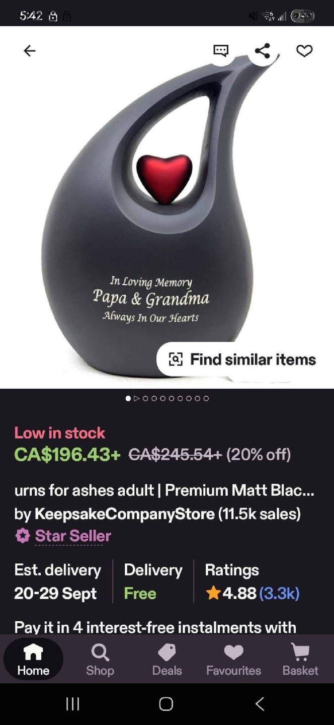 KeepsakeCompanyStore Premium Matt Black Urn - photo 3