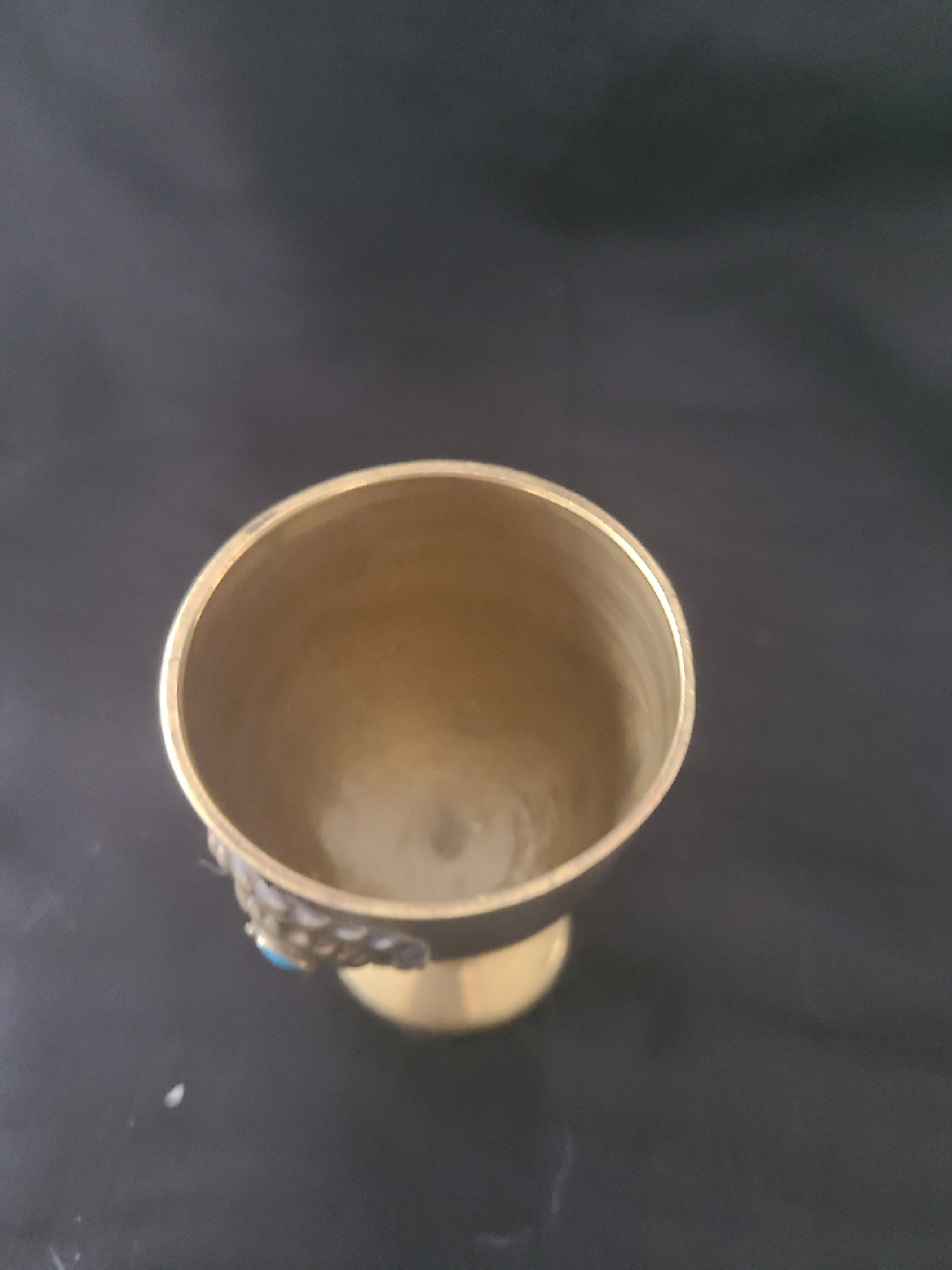 Vintage Brass Chalice Cup with Gemstones - photo 3