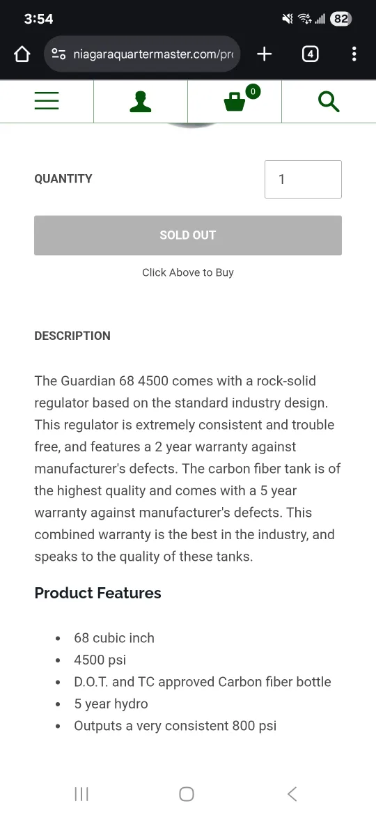 Painball HPA Air Tank 68/4500 Carbon Fibre image indicator(2)