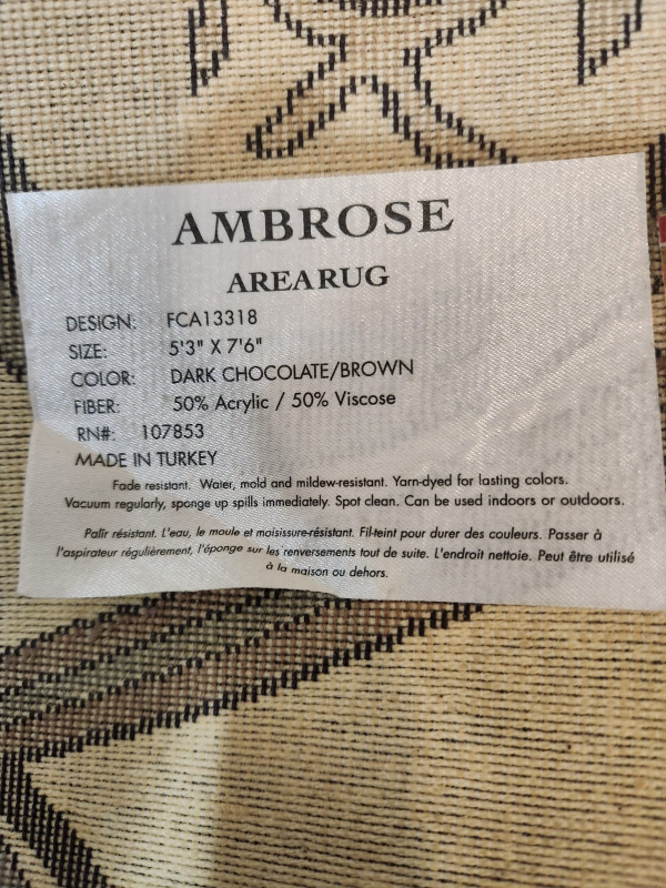 Ambrose Area Rug 5'3" x 7'6" Dark Chocolate/Brown