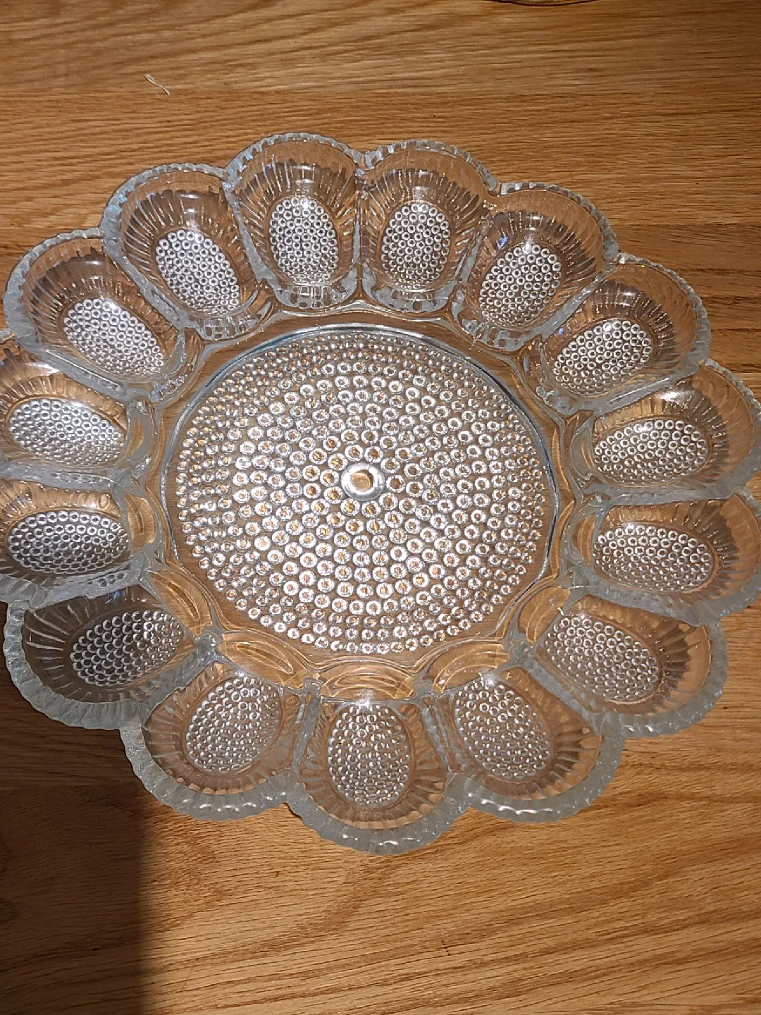 Vintage Clear Glass Deviled Egg Plate 🧡 thumbnail