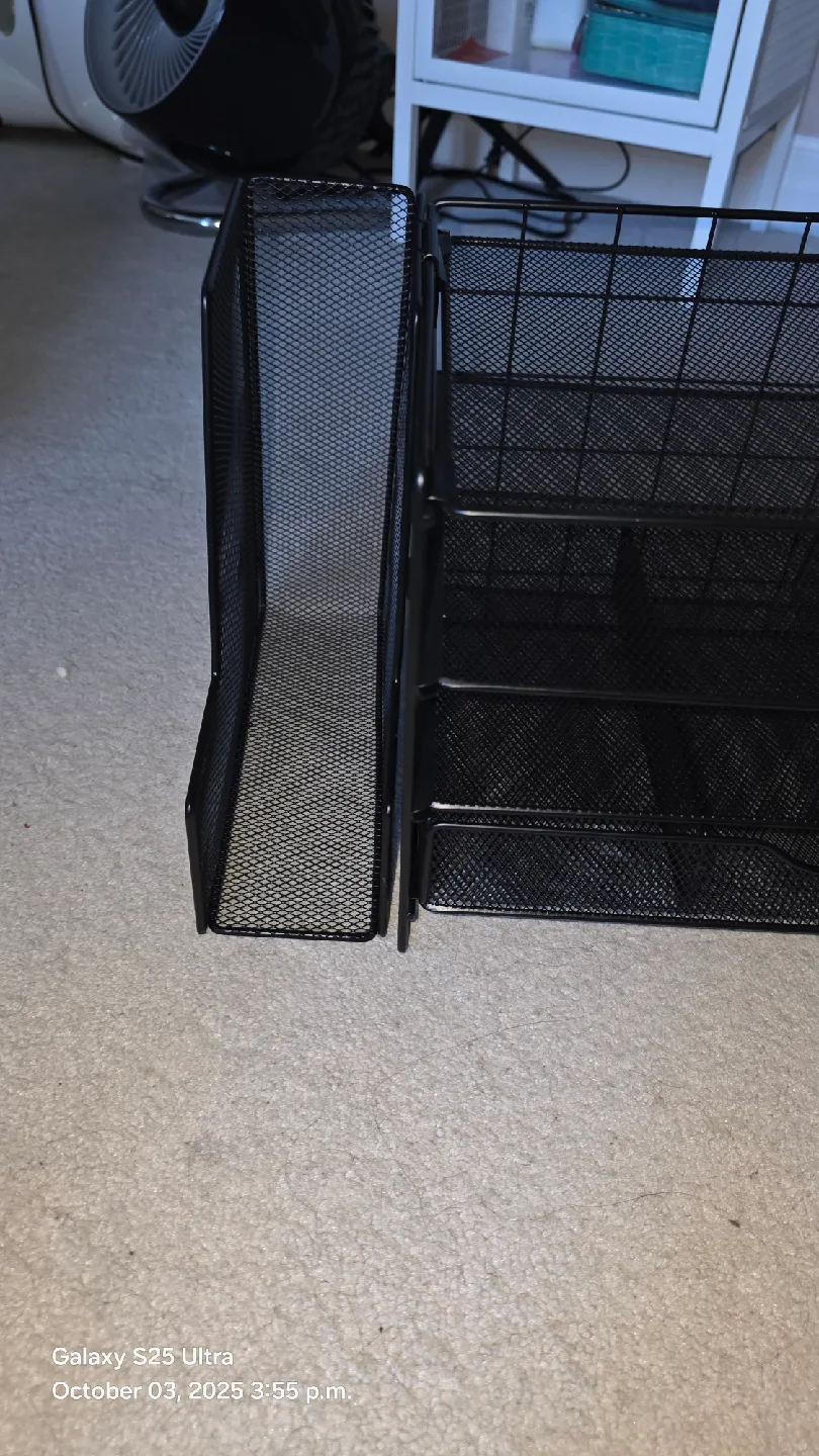 Black Mesh Desk Organizer with Blue Holder image indicator(4)