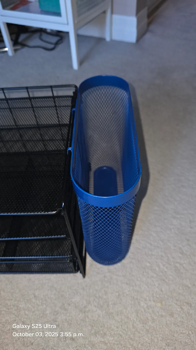 Black Mesh Desk Organizer with Blue Holder image indicator(5)